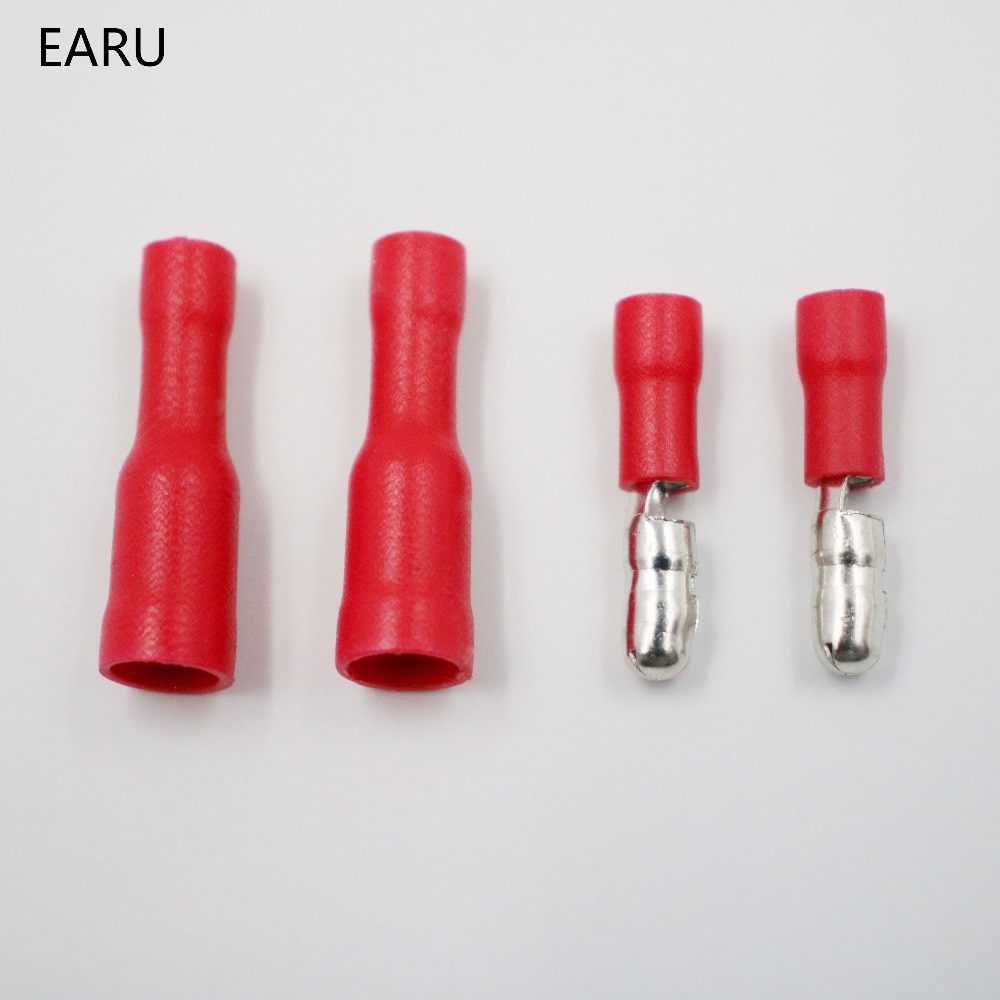 50pcs Red Male Female Bullet Insulated Connector Crimp Terminals Wiring Cable Plug Frd125 156 