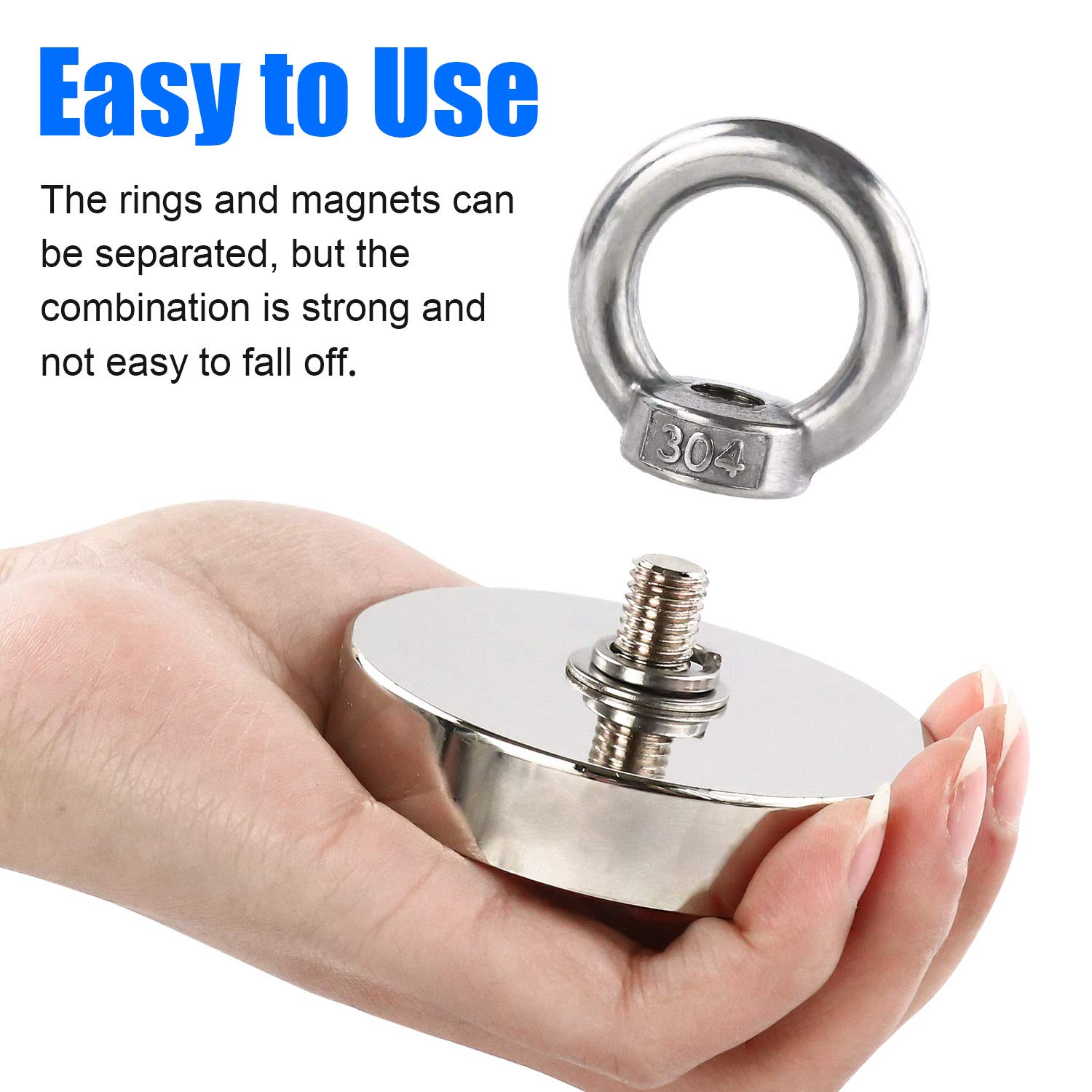 Super Strong Neodymium Fishing Magnets, POT Magnet with Countersunk Hole Eyebolt for Retrieving in River and Magnetic Fishing