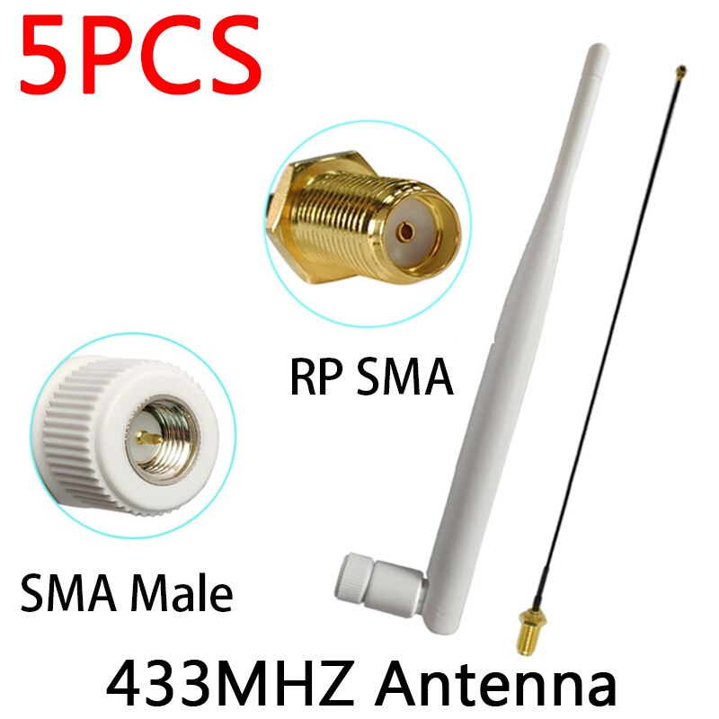 433Mhz Antenne 5dbi Gsm 433Mhz Lora Sma Male Connector Antenne Antena 433M RP-SMA Sma Vrouwelijke Iot Ufl./Ipx Extension Pigtail Kabel: 5PCS MC