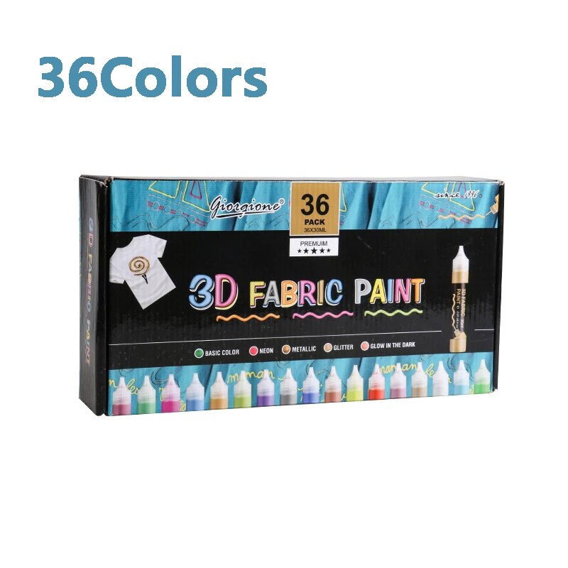 24/36Colors 3D Fabric Paint Acrylic Paint Set For Artist Painting Textile Clothing Glass Ceramic Graffiti Painting Supplies