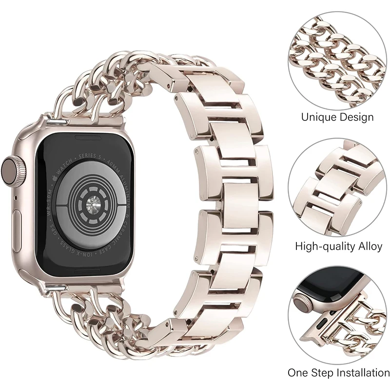 Apple watch-rem til watch series ultra 9 8 7 6 5 4 armbånd 40 49 44 45 41mm metalkæde rustfrit stål iwatch-urrem
