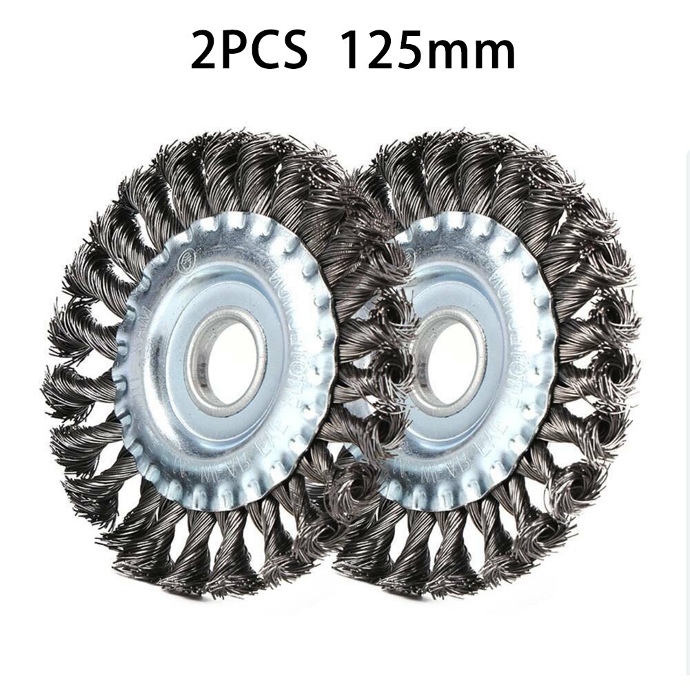 2pcs 125 Mm 22 Mm Hole Polishing Disc Stainless Steel Grinder Wire Brush Rust Removal Wheel Metal Disc Brush