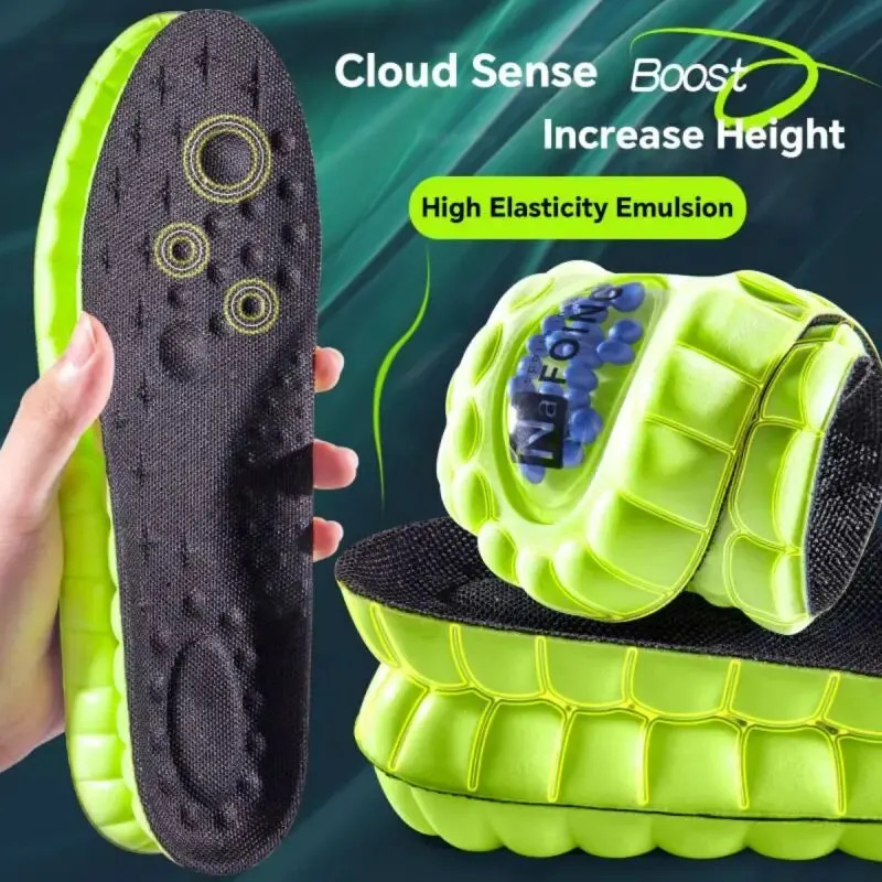 1Pair Sport Orthopedic Insoles for Shoes PU Air Cushion Sole Soft Shock Absorption Deodorant Breathable Running Insoles