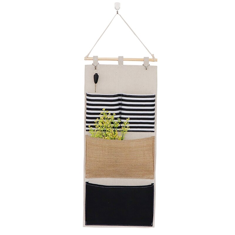 Organiseur mural en tissu lin, pochette de rangement pour jouets, articles divers, gain de place, fournitures de rangement pour la maison, vert: A2 66x30cm
