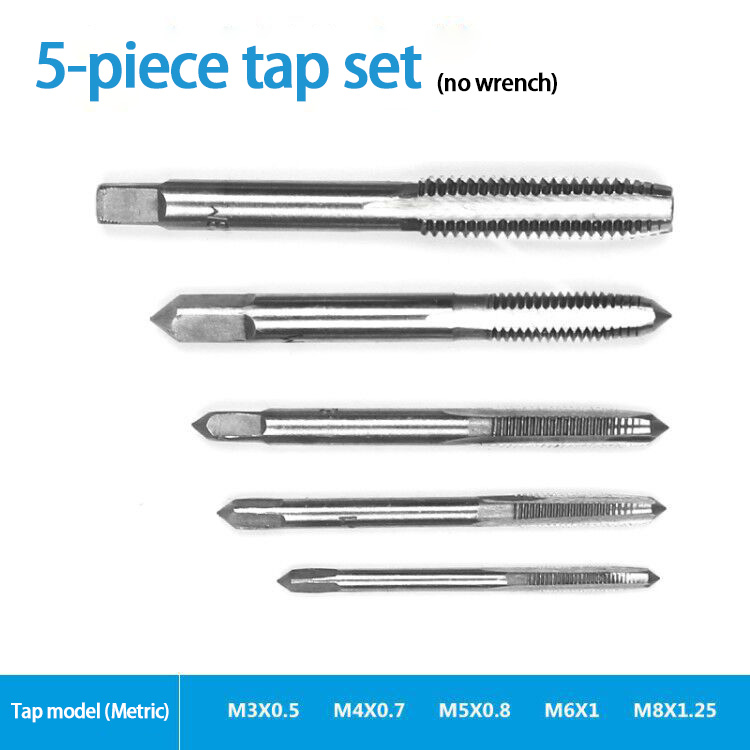 Multi-Use System Tap And Die Combo Hand Tap Wrench Die Setter Set Suit Tapping Threading Tool Fast Tapping Speed Fine Thread: 5-piece tap set