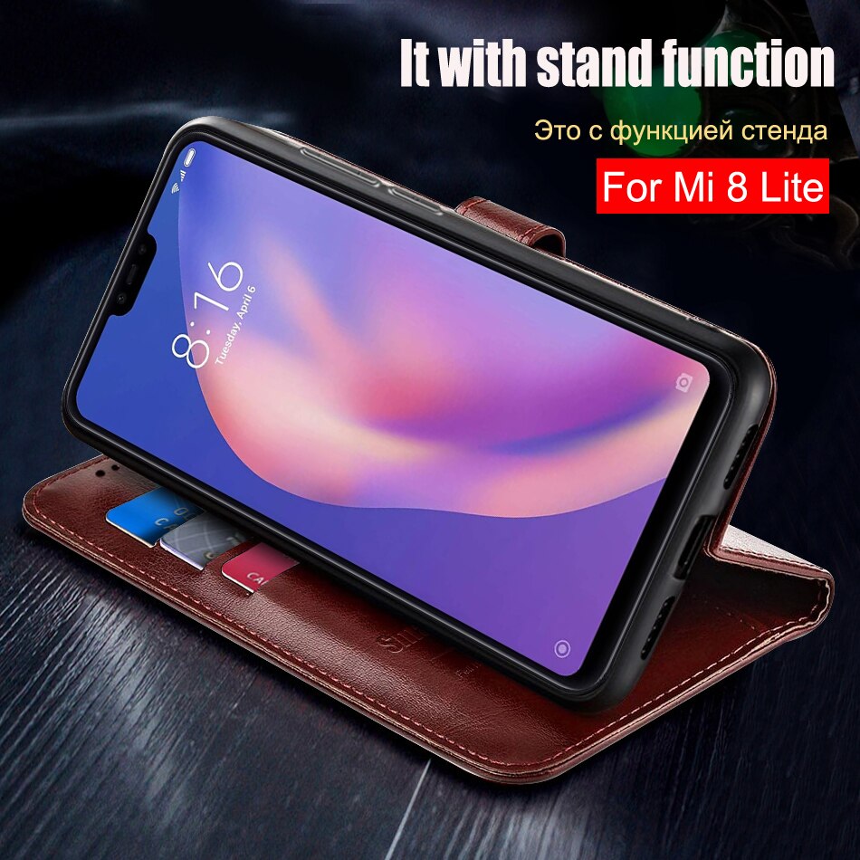 Para xiaomi mi 8 lite caso flip carteira de couro caso para xiaomi mi 8 lite mi8 lite capa de livro para xiaomi mi 8 lite telefone sacos de pele