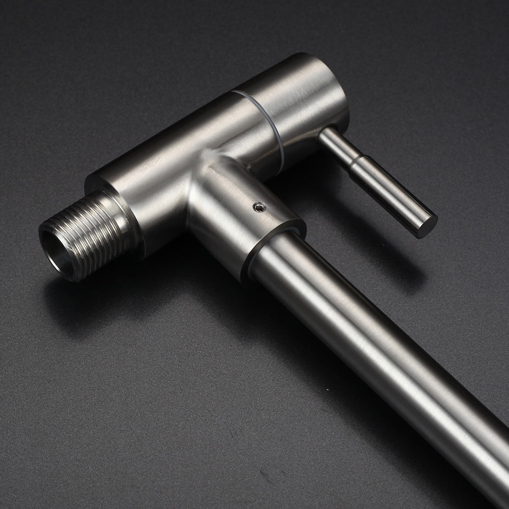 Rvs Geborsteld Enkele Koude Badkamer Baisn Kraan Wall Mounted Wc Kraan Keramische Plaat Spool Wastafelmengkraan Kraan