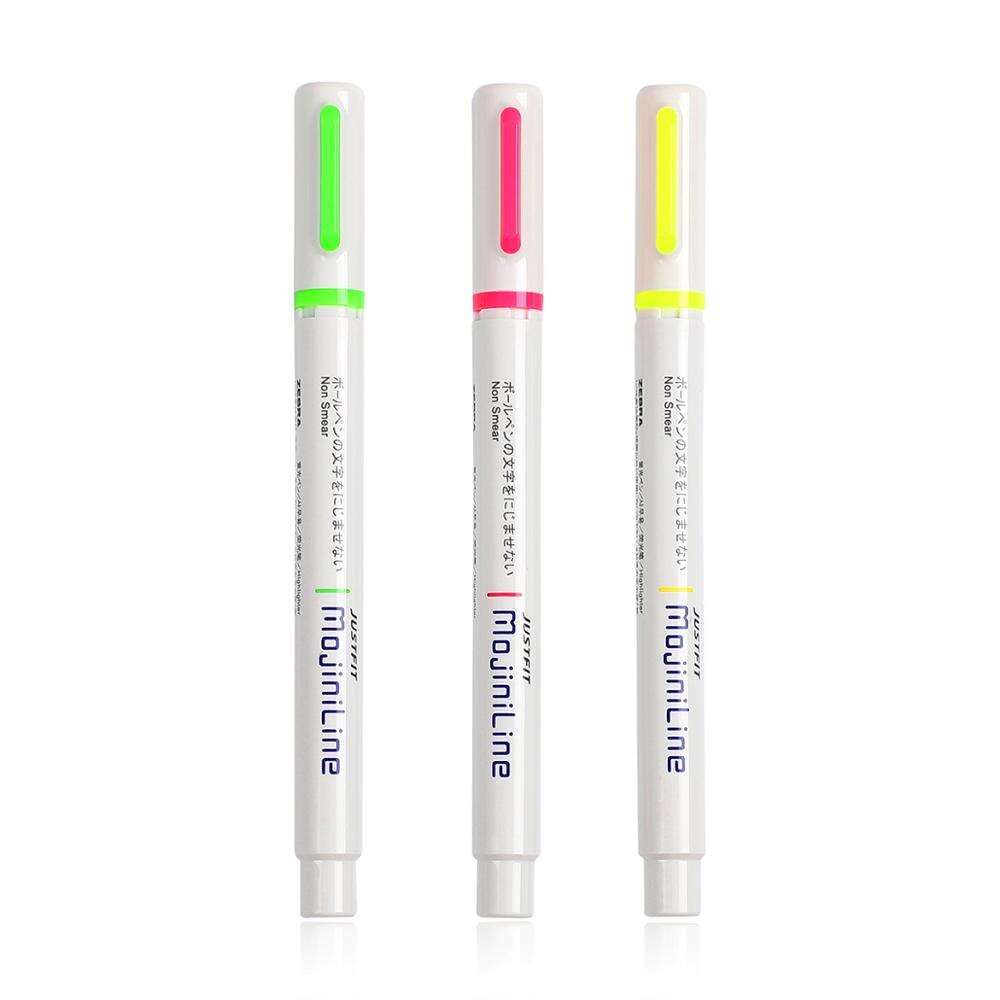3pcs/set Zebra WKS22 MojiniLine Highlighter Marker Fluorescent Pen Writing Is Not Blooming Journal Decoraction Kawaii