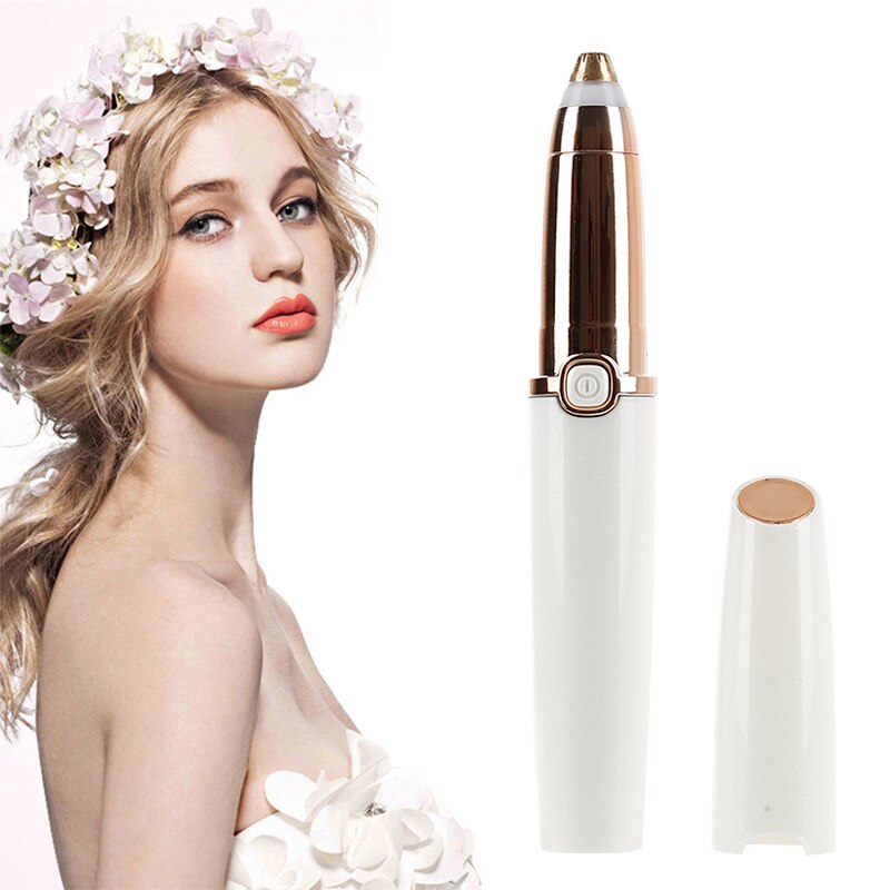 Stylo épilateur électrique indolore pour les yeux, soin de maquillage, rouge à lèvres, sourcils, rasoir avec rasoir de sourcils, nouveauté lumière LED