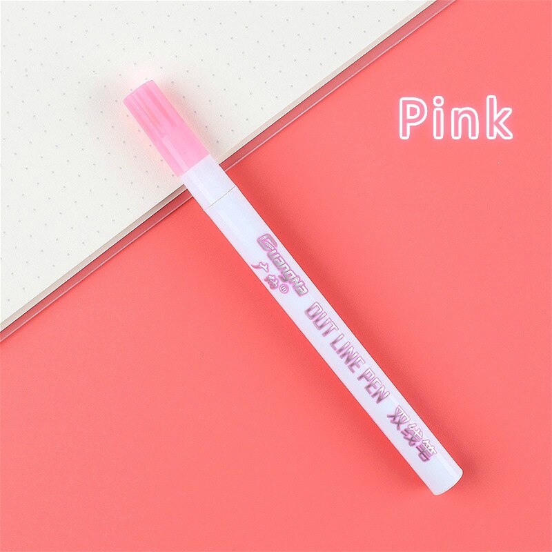 LLD 12Colors Metallic Double Lines Highlighter Out Line Pen Stationery Art Drawing Art Marker Calligraphy Lettering Scrapbooking: G