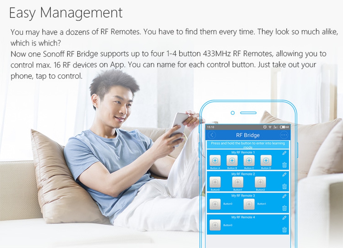 Sonoff RF Bridge 433MHZ Wifi Wireless Signal Converter PIR 2 Sensor/ DW1 Door & Window Alarm Sensor for Smart Home Security Kits
