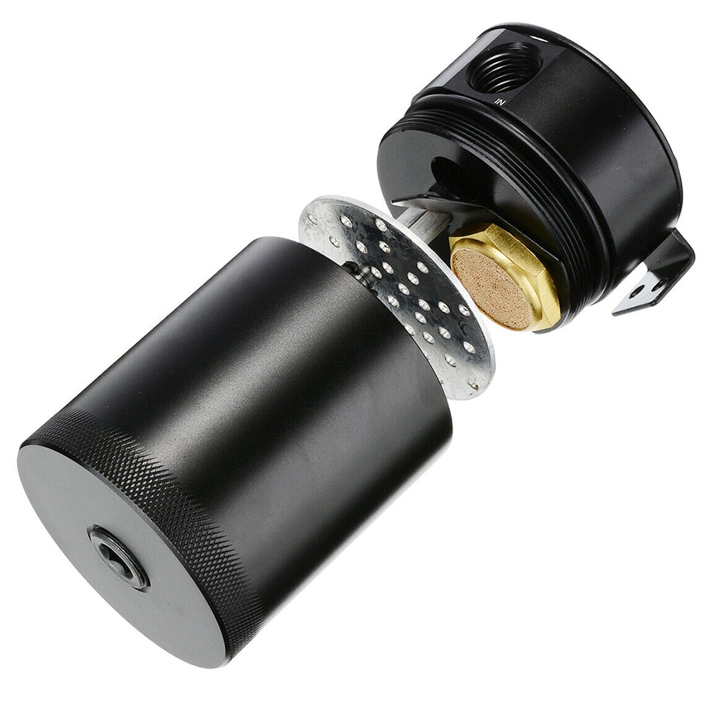 Universal 2 Port Anodized Oil Catch Can With Baffled Petrol Diesel Turbo Tank PCV Valve Reservoir