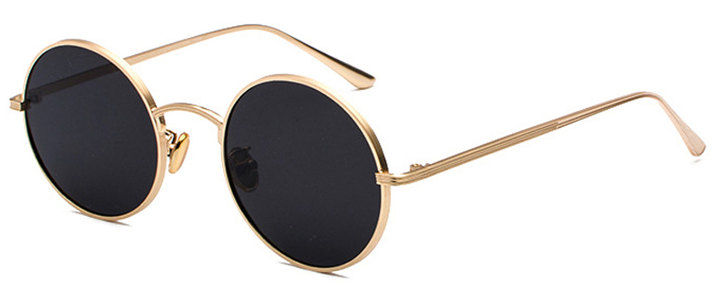 Peekaboo gold round metal frame sunglasses men retro summer style women red lens sun glasses unisex yellow pink black