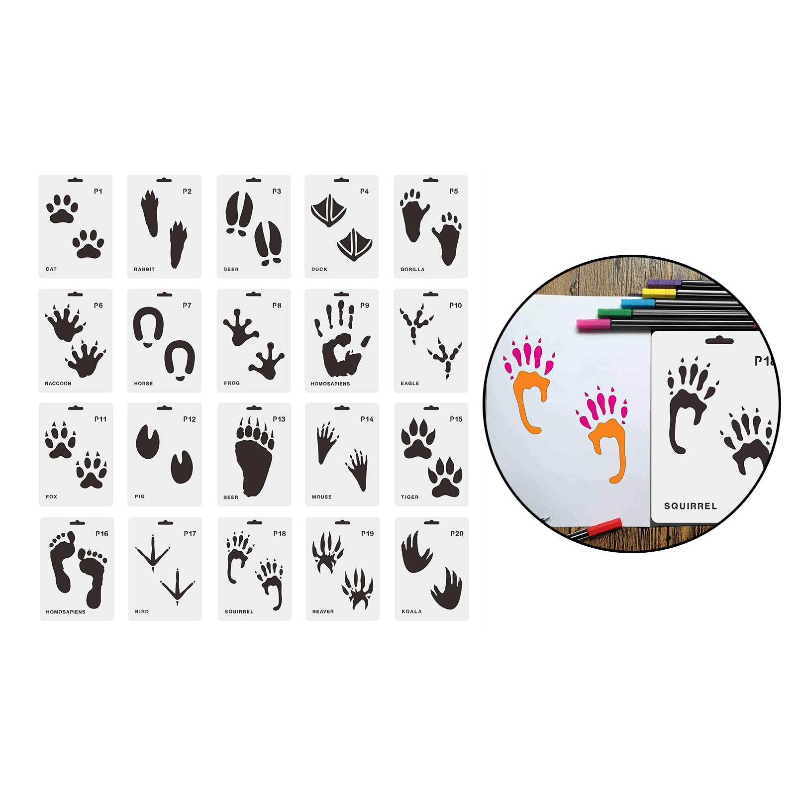 Set of 20 Stencil Painting Templates for Craft Fabric Wall Decor Home