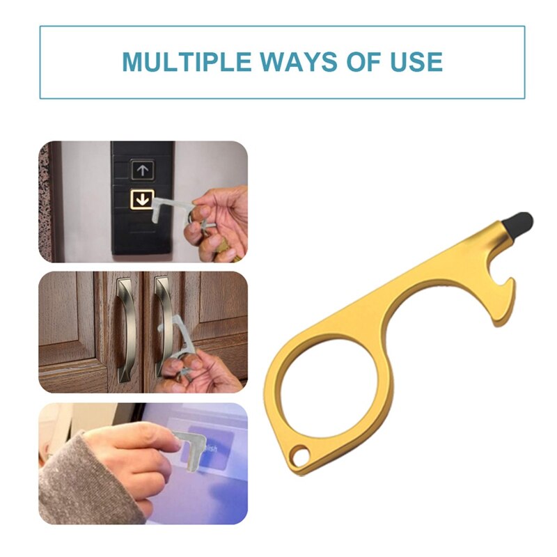 Portable Door Opener Tool Keychain Tool For Outdoor Public Door Handle Touchscreen Button Bottle Opener Keychain