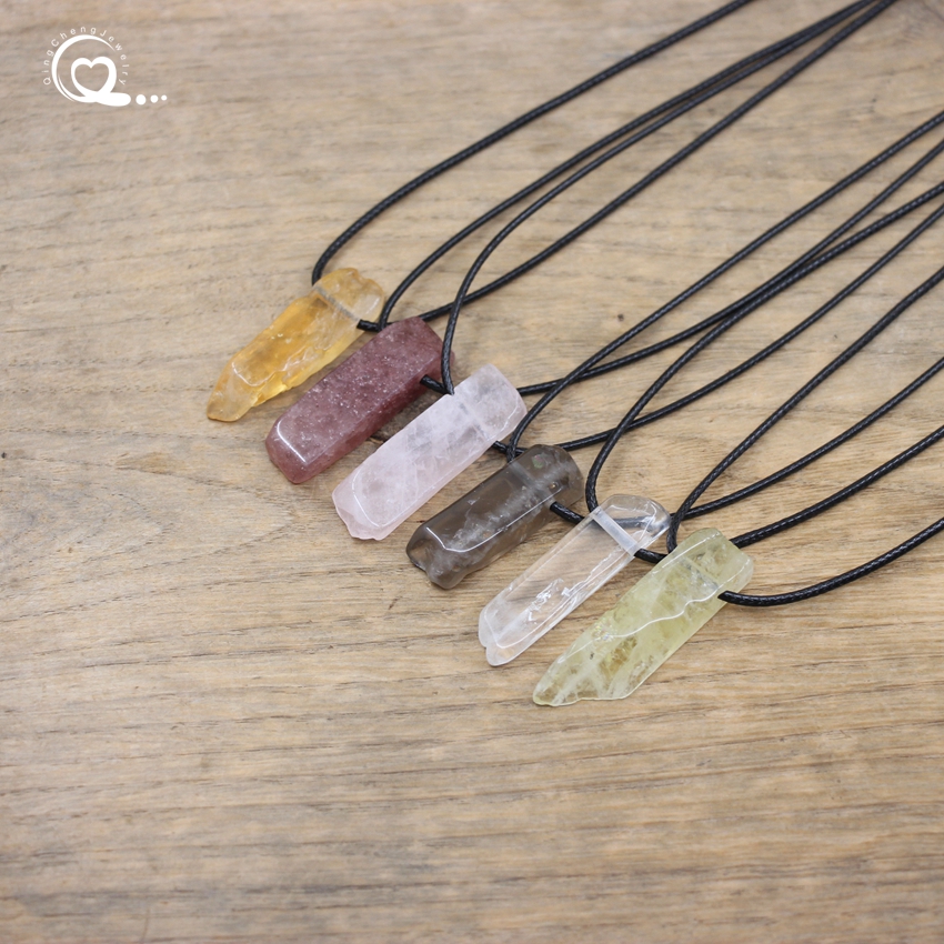 Collier de pendentifs en pierre brute Reiki pour femmes, bijoux naturels Gmes, quartz Rose, Citrines, œil de tigre, Agates, QC3013