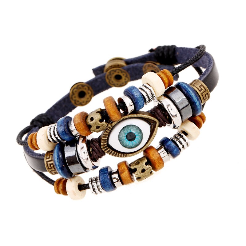 Neue Bohemien Magische Auge mehrschichtig Leder Armbinde Auge Fisch Perlen Armbinde männer retro Punk wickeln Armbinde Schmuck: 6