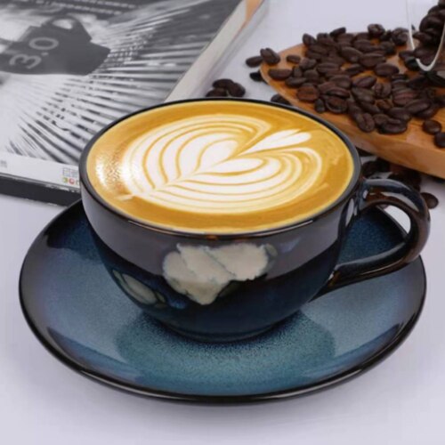 European Style Glaze Starry Sky Ceramic Coffee Cup Cappuccino Latte Fancy Coffee Garland Cup and Saucer Set: Starry sky orchid