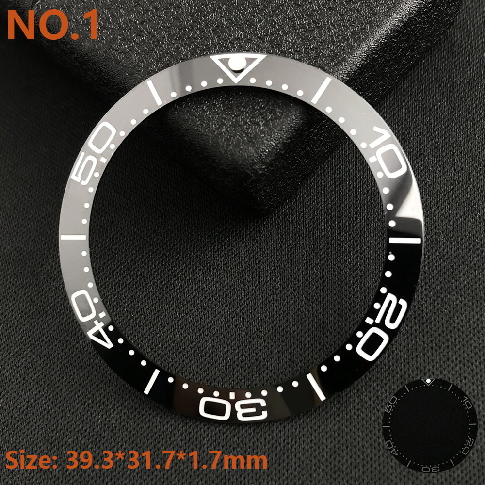 39.3*31.7 or 40.7*32.7mm Sloping Luminous Ceramic Bezel Insert Replacement of watch accessories Ceramic Bezel Insert: black