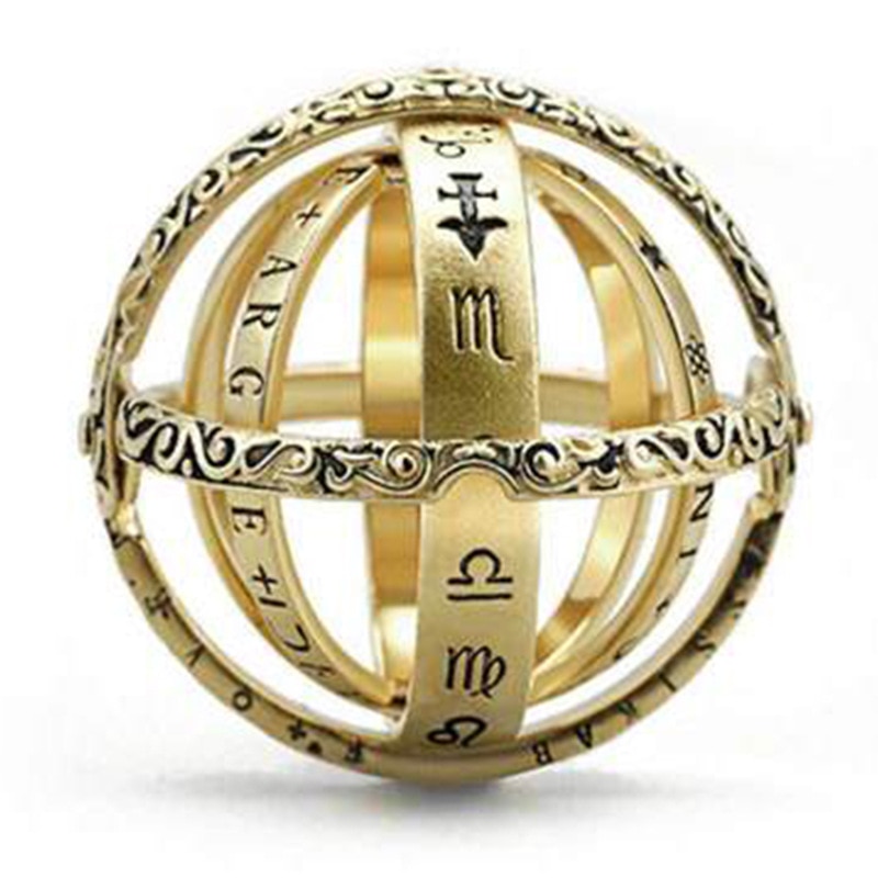 Npkds Creatieve Astronomische Bol Ringen Universe Complex Roterende Clamshell Paar Lover Vrouwen Ring Gouden Sieraden