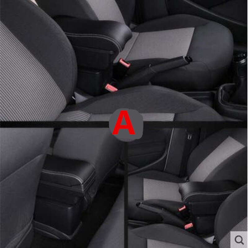 Leather Car Armrest Stroage Box for Chevrolet Spark Interior Parts Center Console Armrest: B black black line