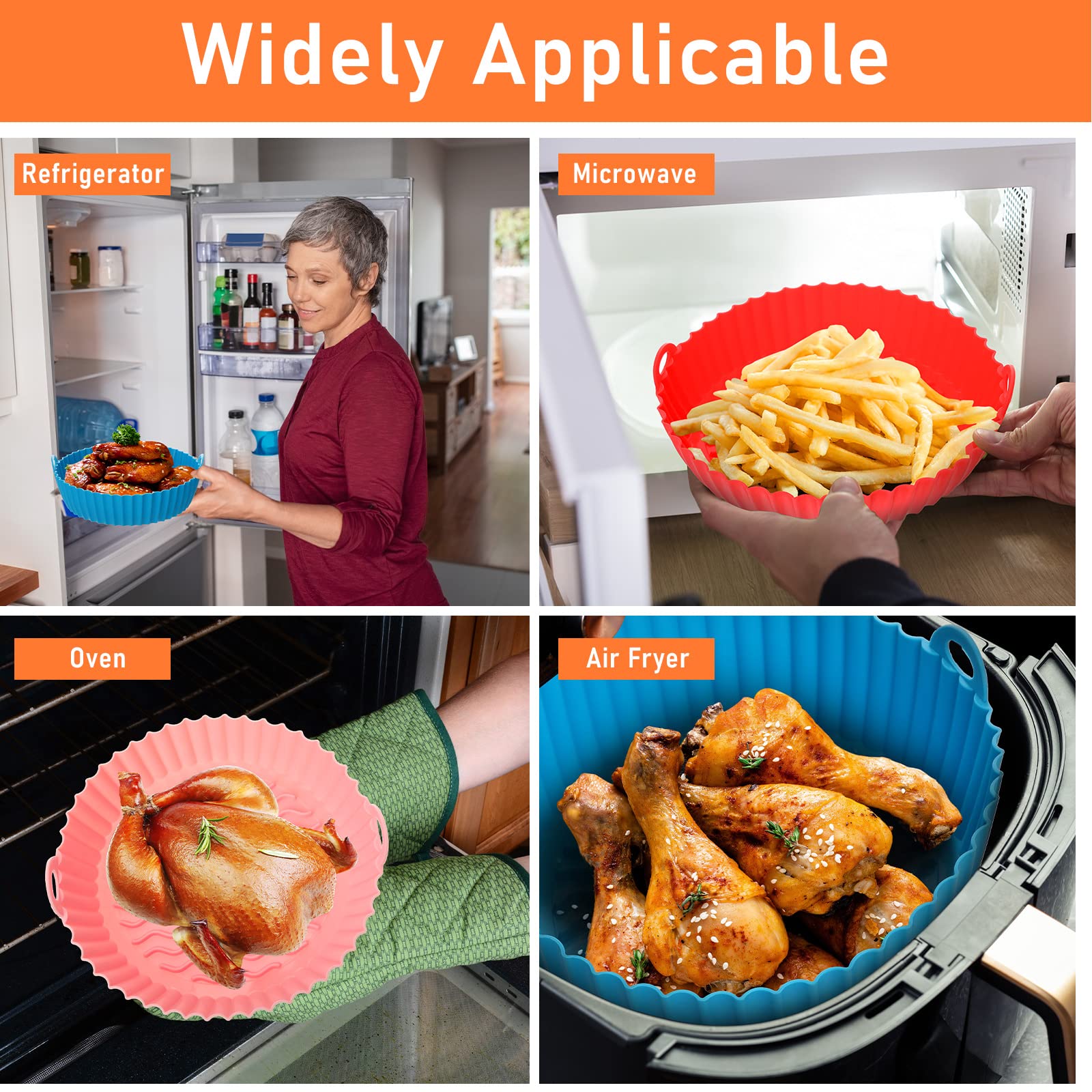 Doublure ronde réutilisable pour friteuse à air, cuisson au four, panier à frire, polymères jetables, livres faciles, accessoires de cuisine