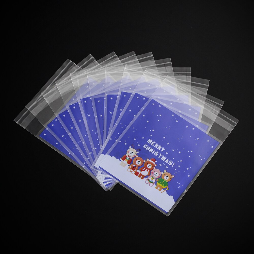 50 stuks vrolijke kerstzakjes bakzakken cartoon kerstman sneeuwpop snack plastic snoepzakjes zelfklevende zak opbergzak: 3