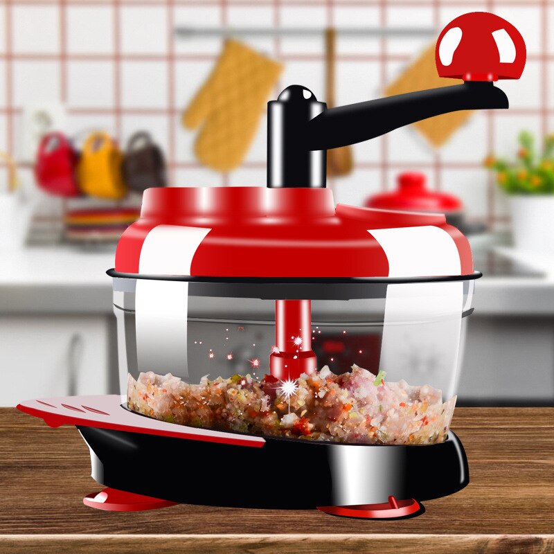 Kitchen Manual Food Processor Mixer Egg Blender Meat Grinder Vegetable Chopper Shredder Stainless Steel Blade Cutter
