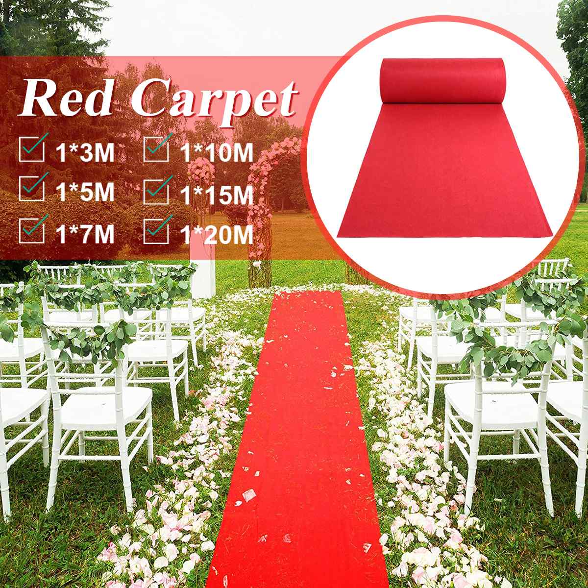 Tapis rouge épais pour allée de mariage, 1M – 20M, décoration d&#39;intérieur et d&#39;extérieur pour fêtes et festivals