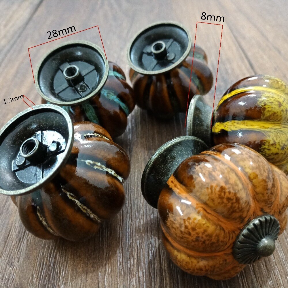 5 st / pack 40mm pumpa keramik knopp vintage färgglada byrå dörrknopp zink legering köksmöbler handtag skåp låda dra