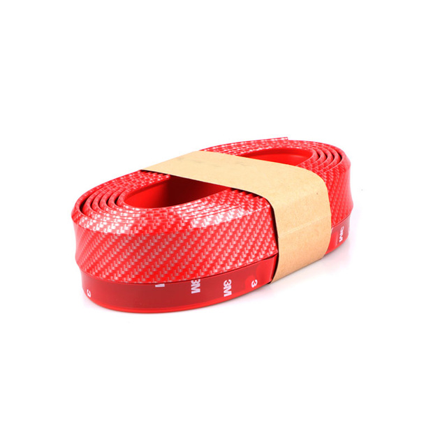 2.5m Car Bumper Lip Strip Protectors Splitter Body Kits Spoiler Bumpers Car Door Bumper Carbon Fiber Rubber Lip 65mm Width Strip: carbon fiber red
