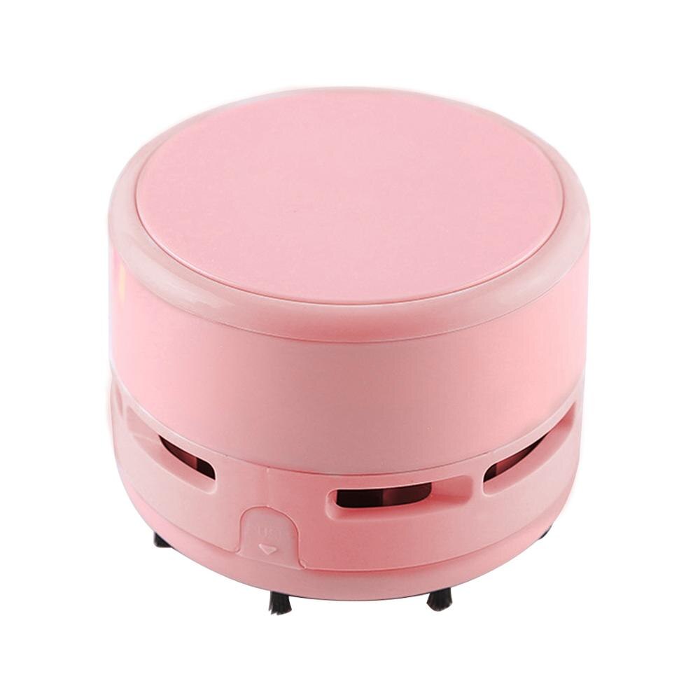 Mini aspirateur multifonctionnel Portable bureau à piles Auto nettoyeur meubles balayeuse de poussière pour le bureau à domicile: Rose