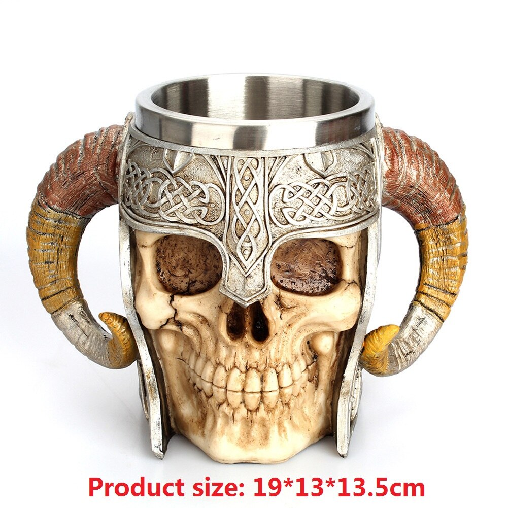 Viking Wood style Beer Mug Double Wall Insulated Beer Cup Wine Tumbler Tea Milk Coffee Cup Bar Drinking Christmas: E