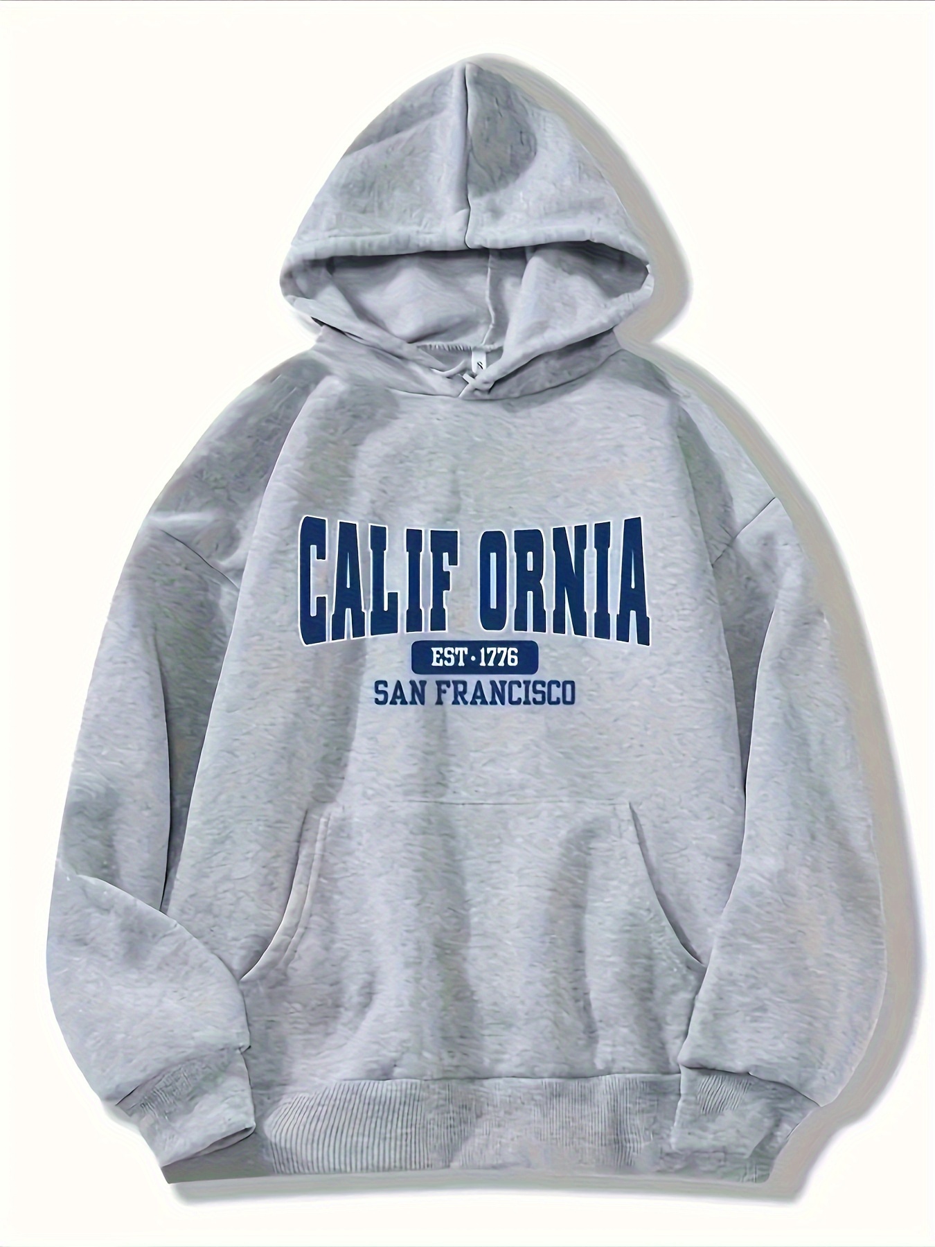 Sweat-shirt à manches longues pour hommes, Chic, "LOS ANGELES CALIFORNIA", lettres imprimées, avec une poche kangourou: XXXL / Bleu