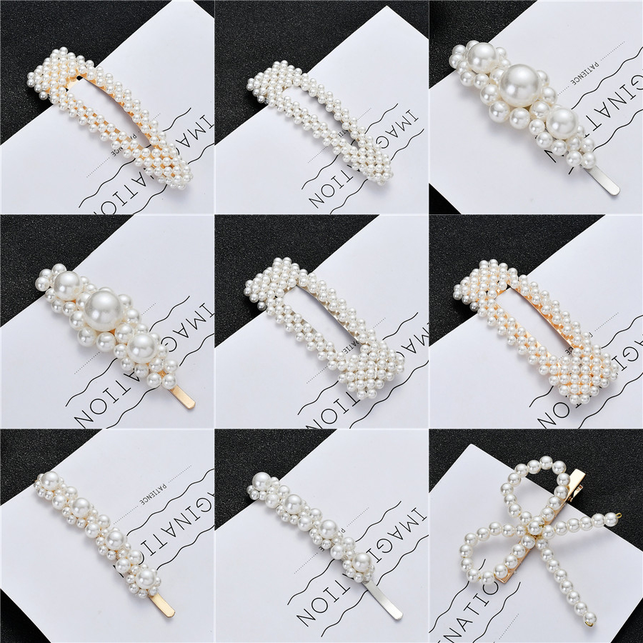 Women Full Pearl Hair Clips Snap Barrette Stick Hairpins Hair Styling Tools Hair Accessories Hairgrip