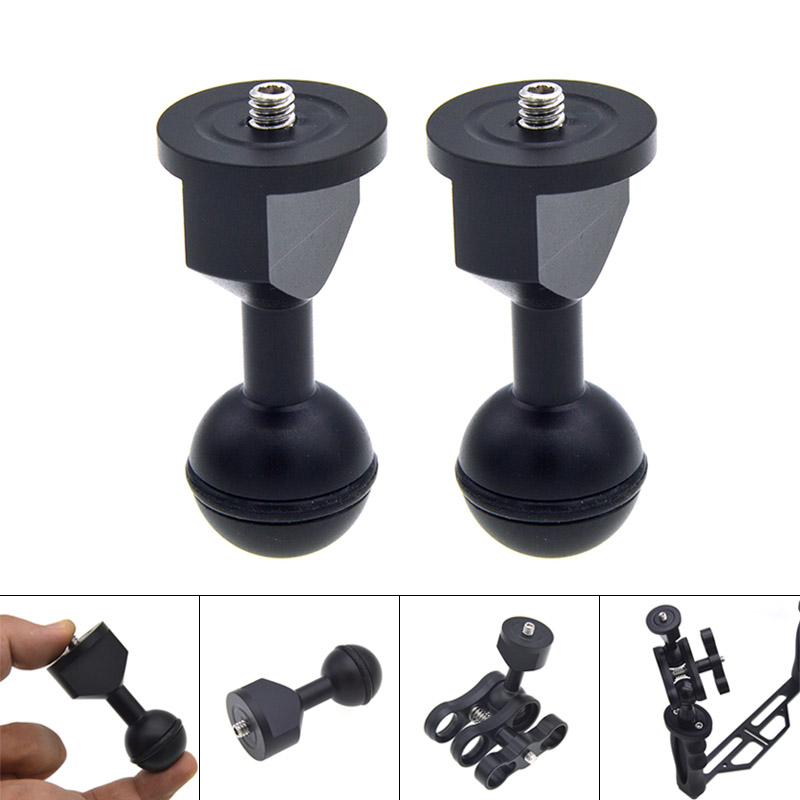 2Pcs Ball Adapter with 1/4Inch Screw for Underwater Camera Diving Photography System AS99