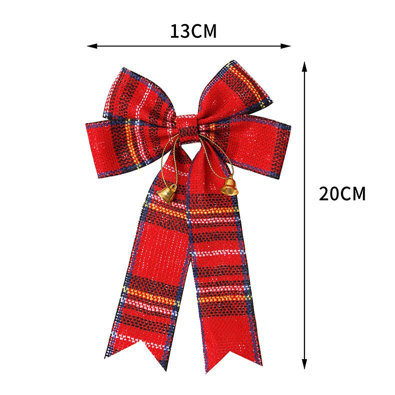 Kerstboomdecoratie accessoires rode grote strik dubbel linnen lint eland gouden kerststrik huisdecoratie strikken voor knutselen: 15