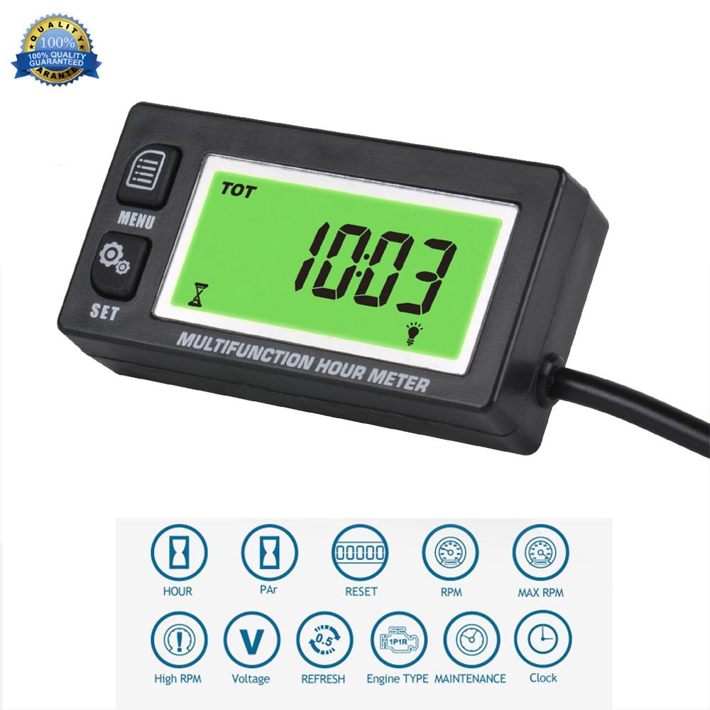 Multifunctionele urenteller toerenteller voltmeter Backlit Digitale Resettable voor gas benzinemotor motocross