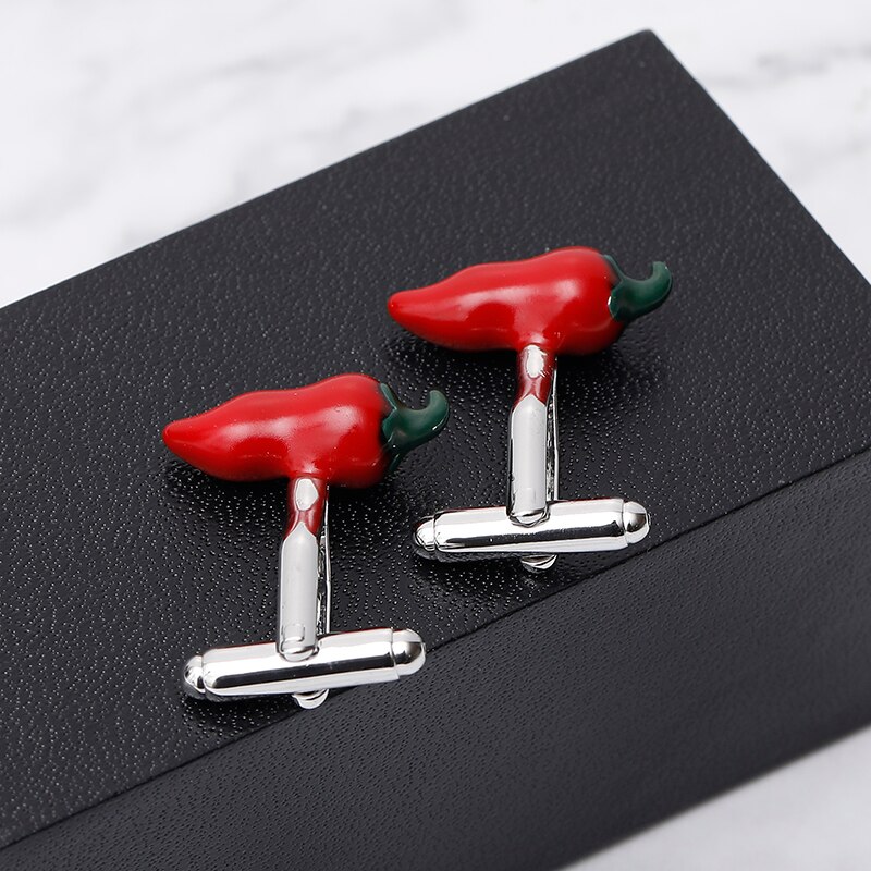 Novelty Red Pepper Chili Cufflinks for Mens Shirts Cuff nails Create Cufflinks Men Brand Jewelry