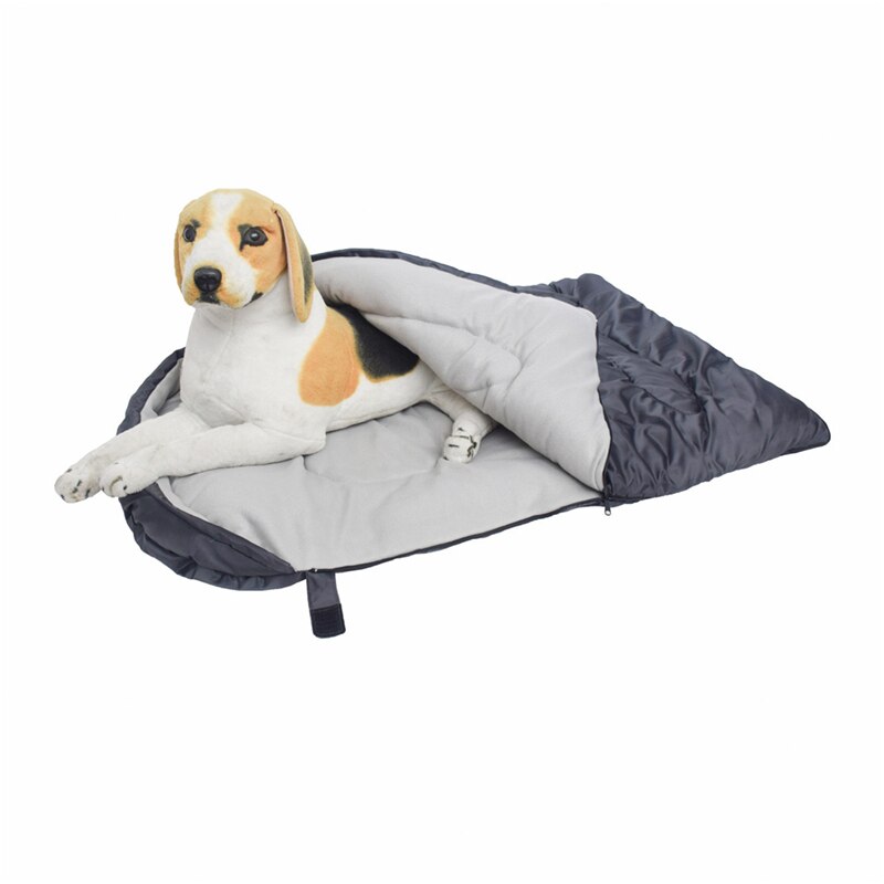 Saco de dormir para perros pequeños y grandes, estera de cama para acampar al aire libre, manta suave, cojín de tejido polar, colchón con bolsa de almacenamiento: gray