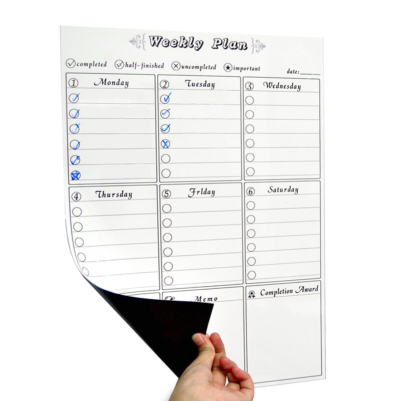 Magnetic Whiteboard Dry Erase Board Magnets Fridge Refrigerator To-Do List Monthly Daily Planner Organizer for Kitchen: 30x42cmWeek sched w