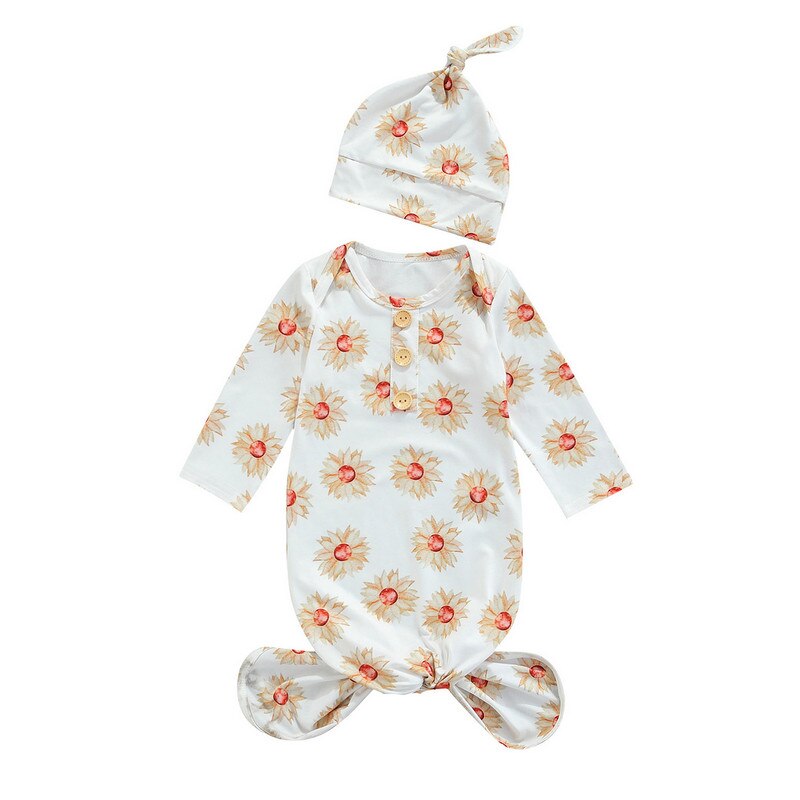 Ropa de dormir con sombrero para bebé, ropa de dormir con estampado de patrones de dibujos animados, cuello redondo, manga larga + gorro para niños, 0-3 meses: 5