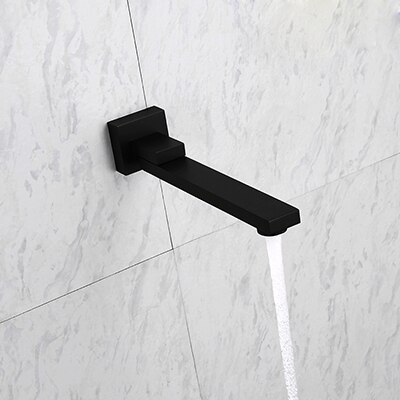 Solid Brass Wall Outlet Wall Mounted Shower Spout Bath Tub Shower Mixer Faucet Spout Filler 180 degree Folding: black