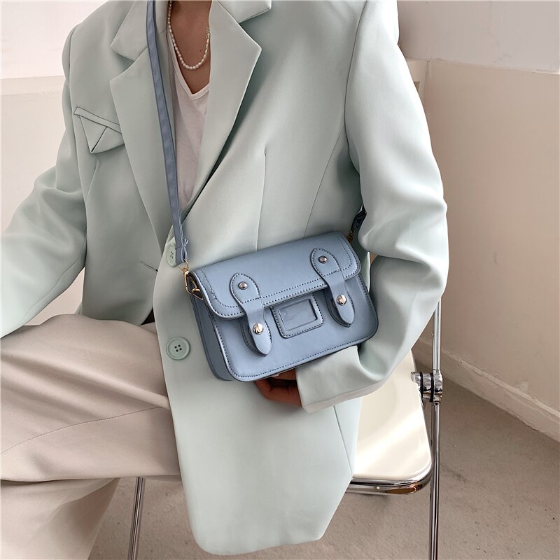 Women Flap Shoulder Messenger Bag Solid Color PU Leather Ladies Crossbody Bags Female Small Square Handbags Purse