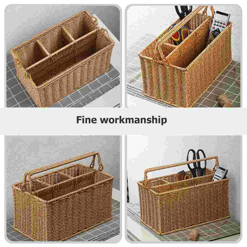 Cesta de herramientas, contenedores de almacenamiento tejidos, cestas tejidas decorativas, cestas de mimbre de imitación, cajas de almacenamiento, ganización de almacenamiento para el hogar