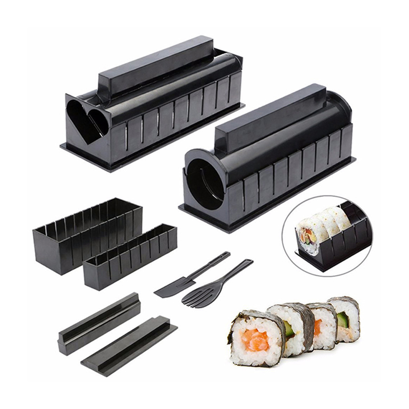 10 stks/set Sushi Maken Kit Japanse Rijst Bal Cake Roll Mold DIY Thuis Sushi Maken Tool Plastic Keuken Sushi Maker gereedschap