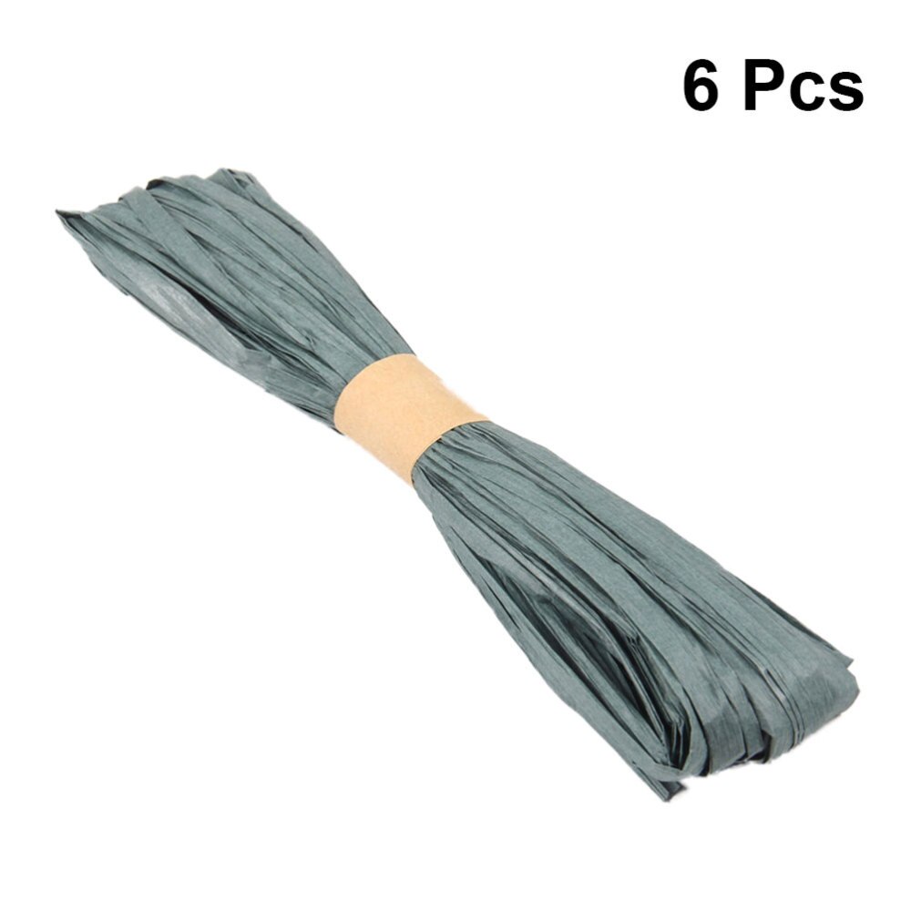 6pcs 20m Colorful Raffia Stripes Paper String for DIY Making Twisted Paper Craft String (Light Green): Dark Brown