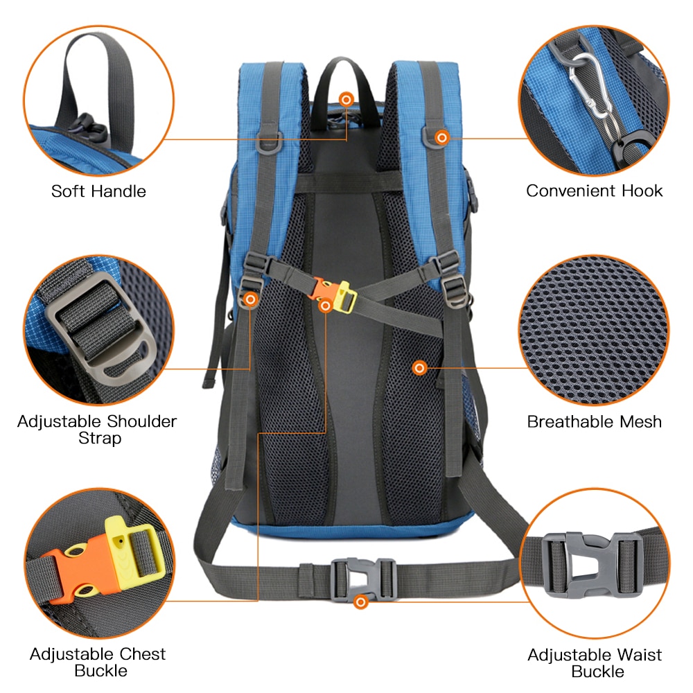 50l camping vandring ryggsäck stor kapacitet bergsklättring pack vattentät män nylon ryggsäck rese pack utomhus sportväska
