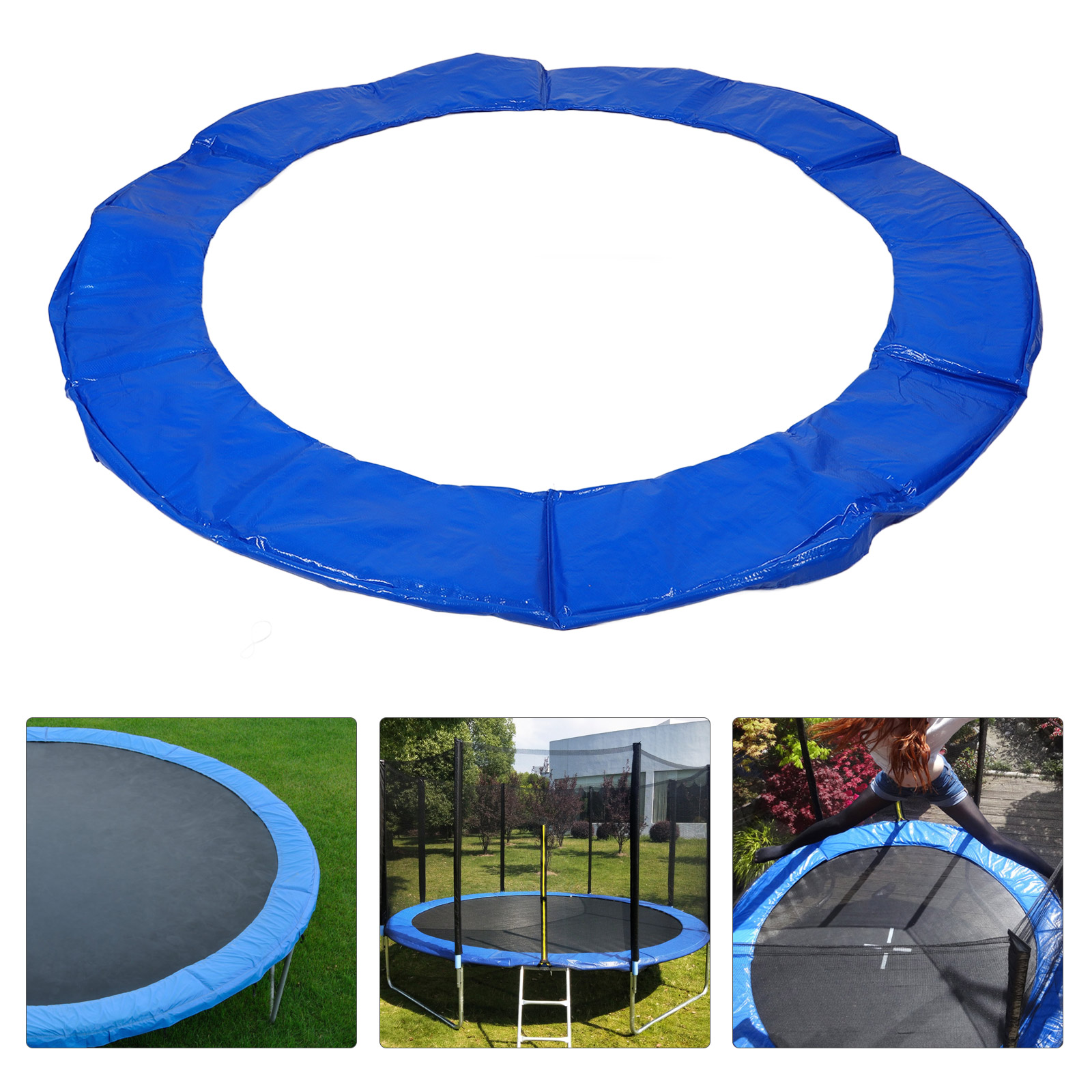 Trampoline safety pads, waterproof edge protectors, replacement pads, spring covers, jumping accessories, round parts, trampoline: White