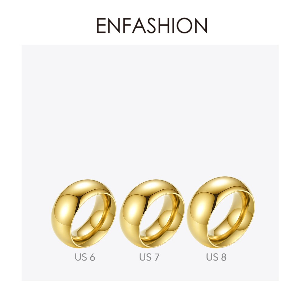 ENFASHION Punk Curved Rings For Women Gold Color Stainless Steel Minimalist Ring Jewelry Anillos Mujer R4057